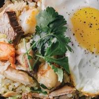 Triple X Fried Rice (Side)~ · Steak, Shrimp and Chicken flavored with Mom's secret blend of spices and wok-tossed to perfe...