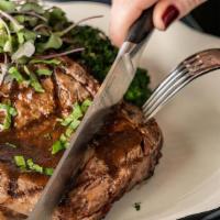 Grilled Ribeye Entree · Certified angus beef, rosemary mashed potato, demi glace, garlic broccoli