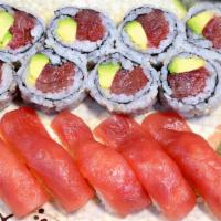 Tuna Sushi Combo · 5 pcs tuna sushi & 1 tuna avocado roll.