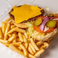 Cheeseburger Deluxe · Includes French fries.