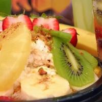 Heaven Made Fruit Bowl · Heavenly Fruits Topped with Mediterranean Cream (Qeshtah) and Honey.