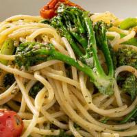 Pesto Primavera · Asparagus, tomatoes, and broccolini.