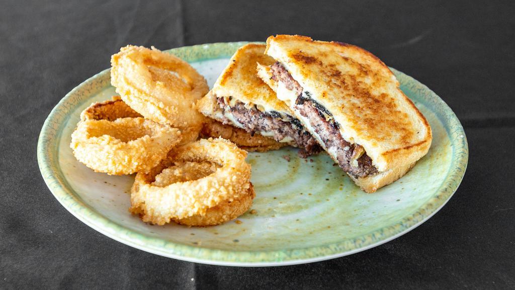 Patti Melt · Hamburger served on grilled rye bread with grilled onions and swiss cheese.