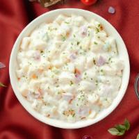 Potato Panoramic Salad · Diced potatoes dressed in mayonnaise and yellow mustard, and mixed with celery seed, hard-bo...