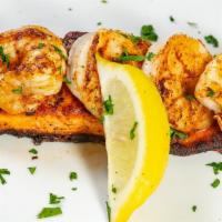 Salmon & Shrimp Combo · One salmon filet, blackened, broiled, or grilled, and six large shrimp.