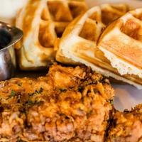 So Fly Chicks And Waffle Cakes Dinner Plate · Fresh breaded seasoned fried chicken strips. With a choice of buttermilk waffle or bacon waf...
