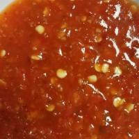 Housemade Chile Garlic Sauce🌶 Gf · Fresh ground red chiles with garlic, salt, rice vinegar, fish sauce and sugar.
