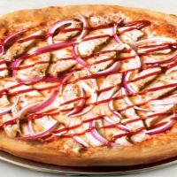 Bbq Chicken Pizza · Special BBQ sauce loaded with grilled marinated chicken breast, fresh red onions, and topped...