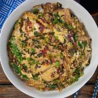 Oyakodon Bowl · Matt Stonie's homestyle tender sauteed chicken breast, red onions, green onion and egg, over...