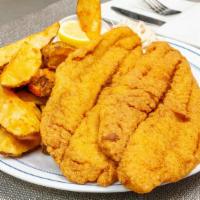 Fried Catfish (3 Pieces) · Served with a side at an extra cost