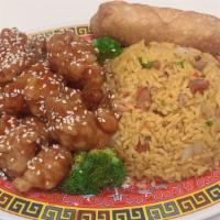 Sesame Chicken · Served with White Rice. Chunks chicken with broccoli in our special sauce.