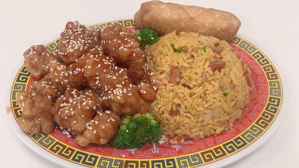 Sesame Chicken · Served with White Rice. Chunks chicken with broccoli in our special sauce.