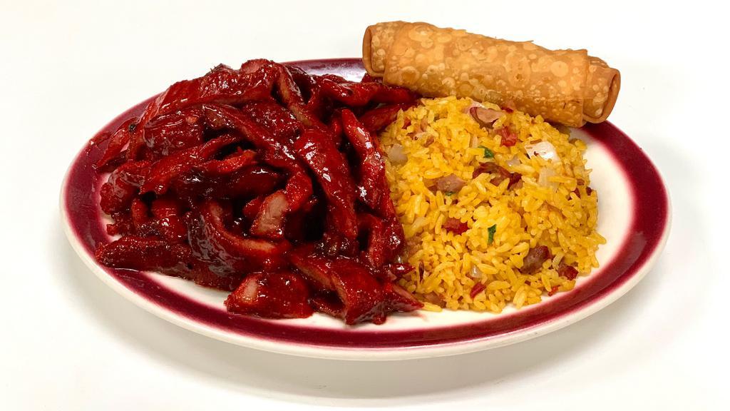 Boneless Spare Ribs · Served with egg roll and choice of rice.