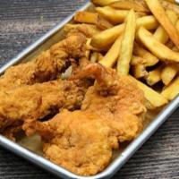 Kid'S Shrimp & Chicken Tenders · Fried shrimp & chicken tenders. Choice of side fries, broccoli, or mashed potato.