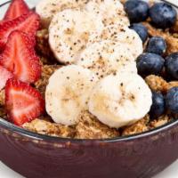 Berry Blast Bowl · Organic unsweetened acai, vanilla whey, apple juice, blueberries, strawberry, banana. Topped...