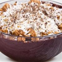 Acai Coconut Bowl · Organic unsweetened acai, vanilla whey, coconut milk, and coconut water. Topped with coconut...