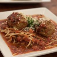 Spaghetti & Meatballs · Our rich meat sauce with oven roasted meatballs