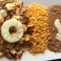 Chorizo Pollo · Chicken strips mix with chorizo (Mexican sausage), pineapple, topped with melted cheese and ...