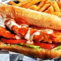 Crispy Buffalo Chicken Sub/Wrap · Crispy chicken strips tossed in mild buffalo sauce and topped with ranch. Your choice of top...