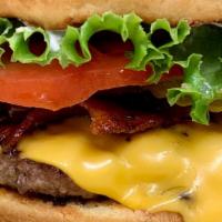 Bacon Cheeseburger · Angus beef hand patty grilled to your specifications, topped with your choice of melted chee...