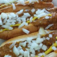 Coney Special · Topped with ground beef, chili, onions and mustard.