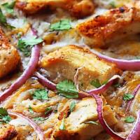Barbeque Chicken Flatbread · Cheddar, peppers, red onion and bacon.