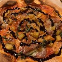 Hawaiian Pie · Ragu with thin-sliced prosciutto, fresh mozzarella, Jalapeño, and pineapple finished with ba...