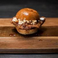 The Armadillo · crispy chicken breast, mike's hot honey and goat cheese