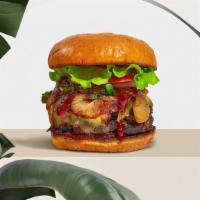 Bbq Buster Vegan Burger · Seasoned 100% Beyond burger topped with melted vegan cheese, BBQ sauce, panko onion rings, v...
