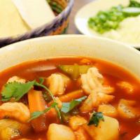 Seafood Soup · Fish, shrimp & vegetables in red sauce