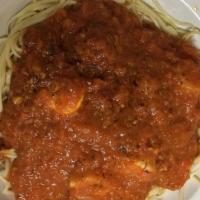 Scallops Fra Diavolo · Spicy. Sauteed in marinara sauce, garlic, olive oil, oregano, parsley, pepper, salt, and dia...