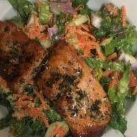 Grilled Salmon Salad · Served on caesar, house, or joe's salad.