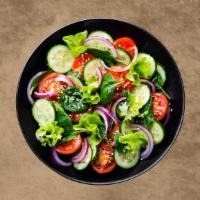 House Salad · Our house special fresh greens, tomatoes, onions, cucumbers, carrots, red cabbage, and crout...