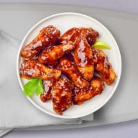 Bbq Bay Vegan Wings · (6 pieces) Fresh vegan chicken wings breaded, fried until golden brown, and tossed in barbec...