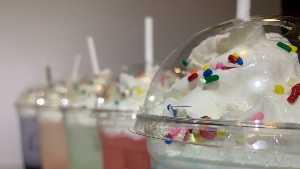 Italian Cream Sodas · The classic drink made just the way you want it.  If you have special instructions about light or heavy cream or ice please feel free to share them, comes with whipped cream, also let us know if you want us to add sprinkles. 6 flavors to mix and match with. 16 oz