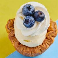 Blueberry Lemon Cream · Tart creamy lemon mousse with wild blueberry jam, whipped cream and fresh blueberries