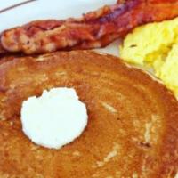 Two Pancakes Breakfast · 2 Pancakes, 2 Eggs, 3 Bacon or 3 Sausage