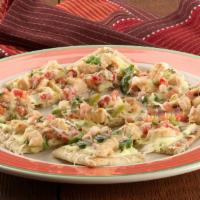 Margarita Chicken Flatbread · Try our golden oven-baked flatbread with creamy fundido sauce, grilled chicken, bacon, fresh...