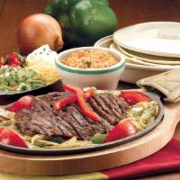 Steak Fajitas · Flame grilled and rushed to your table in a sizzling skillet with lightly seasoned carameliz...