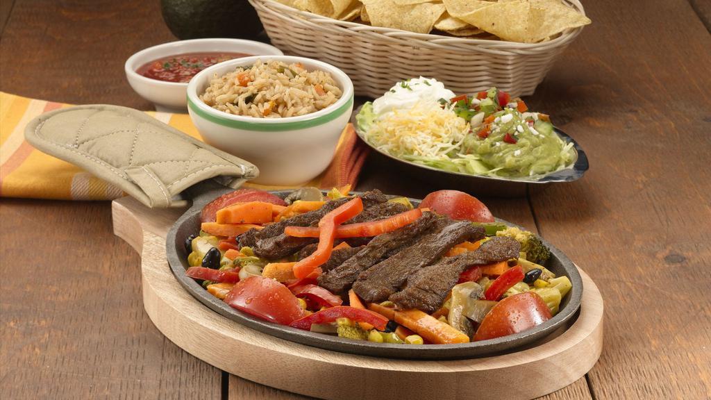 Meatless Steak Fajitas · Vegetarian. Our vegan, meatless fajita strips are a complete protein made with a savory blend of nutritious vegetable and grain ingredients (soy, wheat, peas, beets and carrots) prepared and slow-cooked to have the authentic taste and texture of premium lean meat. Trans fat and cholesterol free.