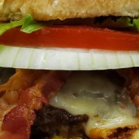 Burger · Burger: 1/4 lb Patty, mustard, tomato, onion, romaine lettuce on a butter toasted bun: Chees...