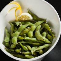 Edamame Beans · Steamed soy beans with salt.