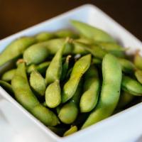 Edamame · Steamed young soybean topped with sea salt.