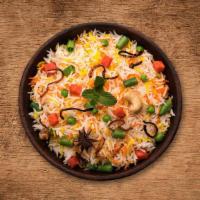 Yum Veggie Biryani · Our long grain basmati rice cooked spices fresh vegetables in our special biryani masala gra...