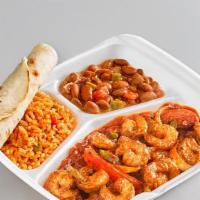 Shrimp Fajita Plate · Freshly grilled shrimp with onions, peppers, & tomatoes served with 2 sides of choice & a fr...