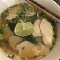 Chicken Pho /  Phở Gà · Rice noodles with white meat chicken and fresh herbs in homemade broth.