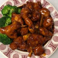 General Tso'S Chicken (Spicy) · Combination of battered chicken, fresh broccoli, mushrooms and bamboo shoots in a hot spicy ...