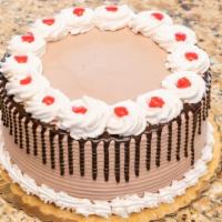 Chocolate Mousse Cake · Chocolate cake, chocolate pudding, and chocolate mousse filling.