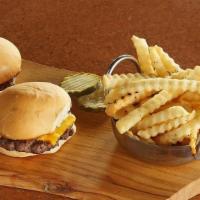 Kid Mini Cheeseburger · 2 mini burgers with American cheese. Ages 12 and under. Served with choice of strawberry app...