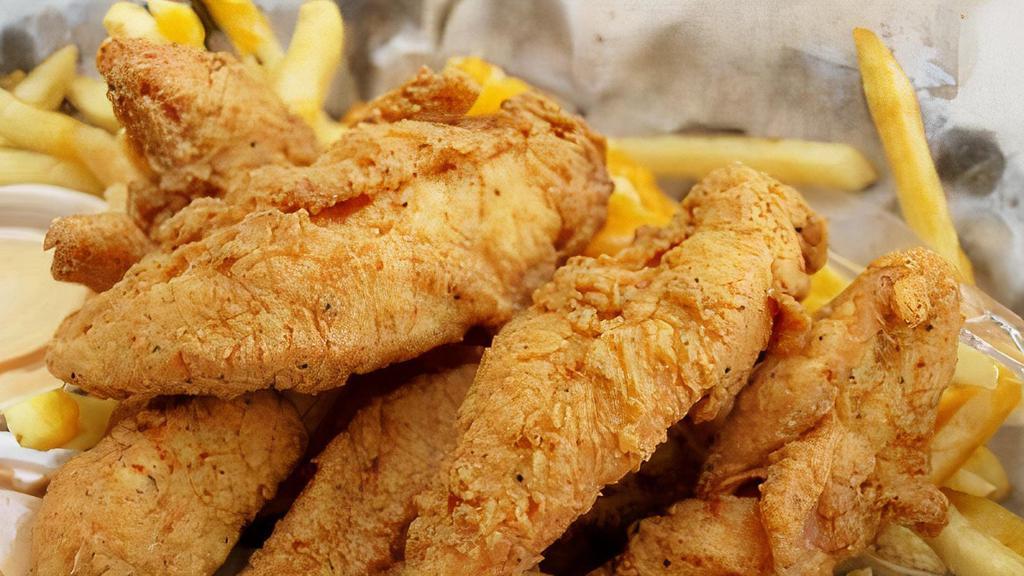 Fried Catfish Basket · All baskets served with a side of your choice fries onion rings sweet potato fries coleslaw potato or corn on the cob.